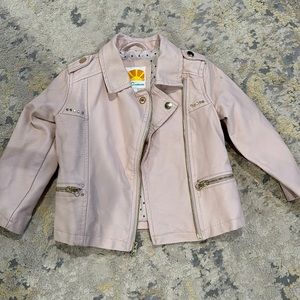 Toddler Girls Pink Pleather Jacket